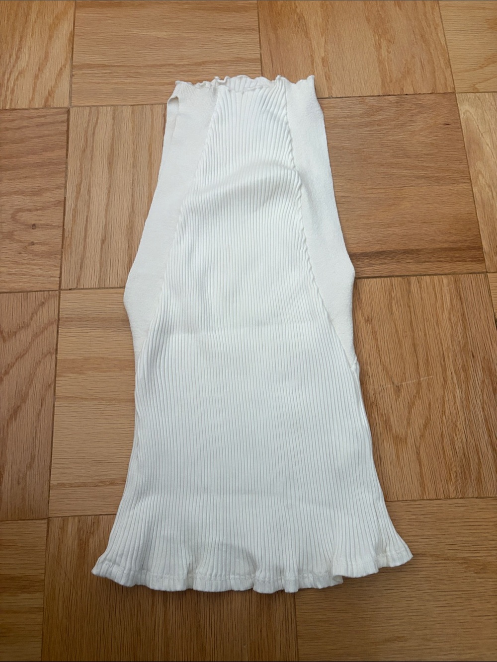 White Ribbed Knit high neck top